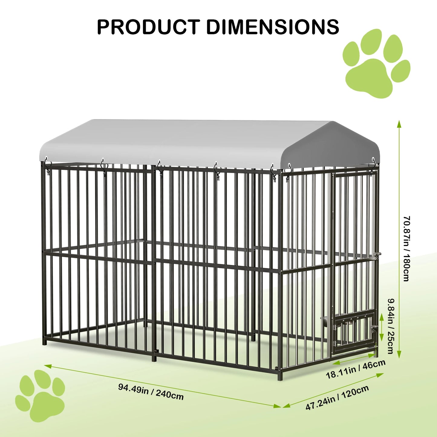 Large Dog Kennel Outside Heavy-Duty Outdoor Dog Cage Walk-in Pet Playpen with Roof, Double Lock, Enclosures with UV-Resistant