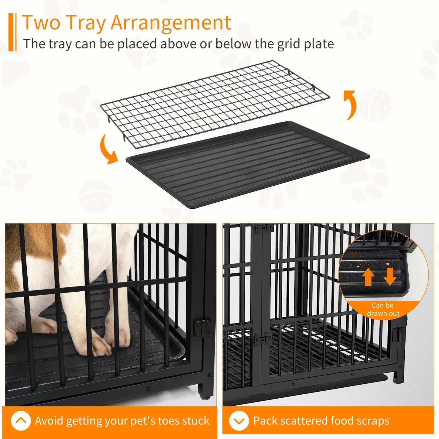 Furniture Style Dog Cage Extra Large Wooden Pet Kennel End Side Table with Tray and 3 Doors for Medium to Large Dogs