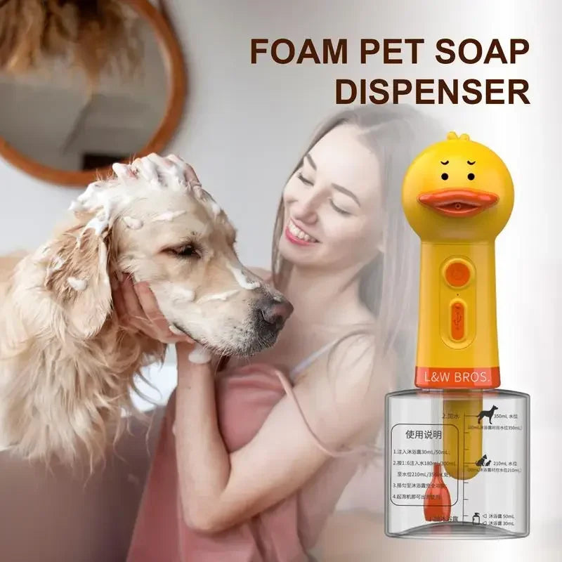 Electric Shampoo Foamer Pet Foaming Soap Dispenser Pets Bathing Bubbler Dog Shampoo Dispenser Shampoo Sprayer Little Yellow Duck