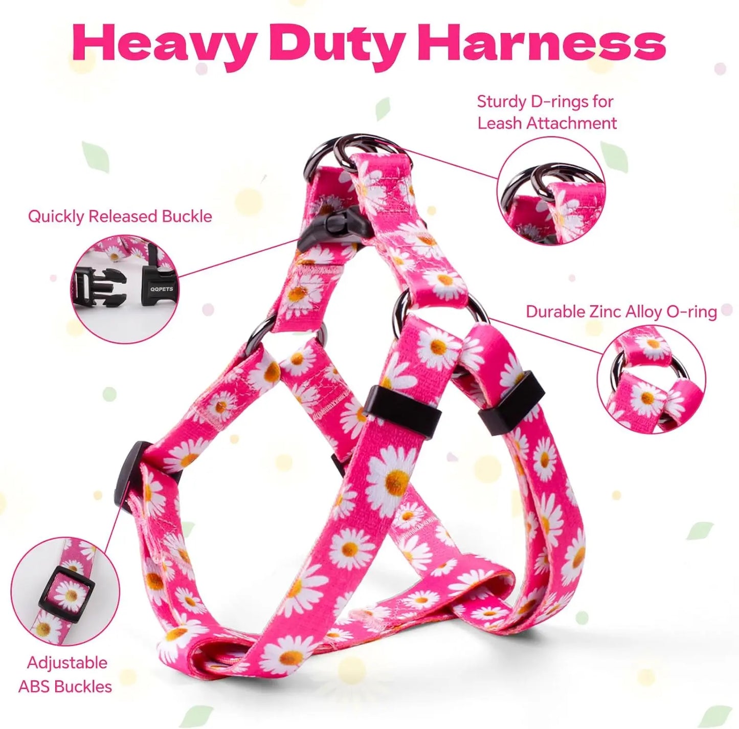 Adjustable Dog Harness & Leash Set, No-Pull Back Clip, Anti-Twist for All Dog Sizes